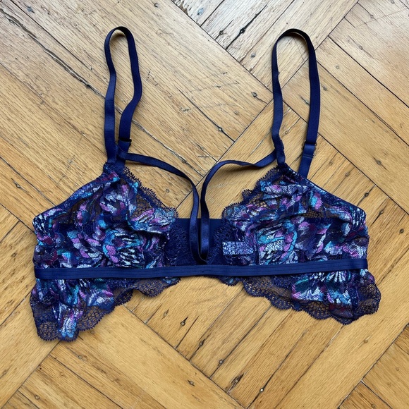 Cosabella Paradiso Triangle Bralette in Navy/Rani Pink, Petite Medium - Picture 3 of 7